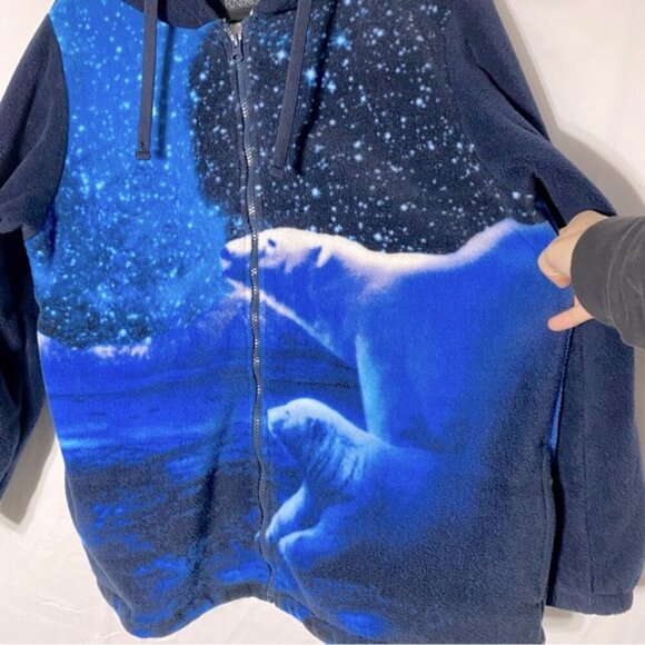 Run North 1982 Blue Polar Bear Fleece Full Zip Hoodie XL - Picture 16 of 16